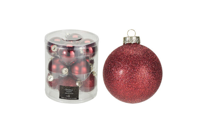 SET 12 BOLAS DE NAVIDAD BURGUNDY 60MM