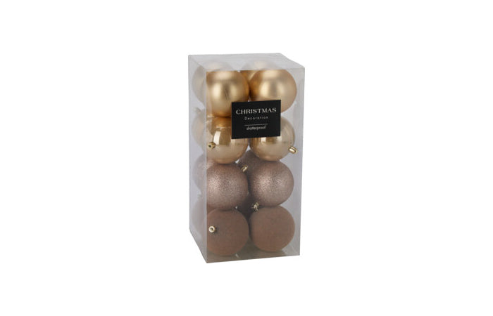 SET 16 BOLAS NAVIDAD ORO 6CM