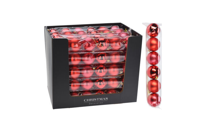 SET 6 BOLAS NAVIDAD ROJAS 7CM