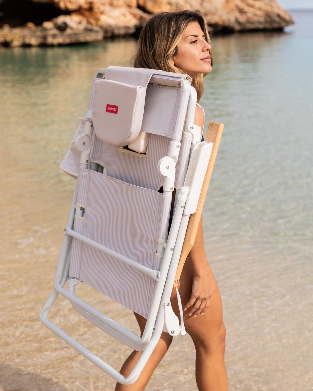 SILLA HAMACA PLAYA PLEGABLE MAY BEIGE