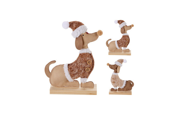 TECKEL NAVIDEÑO SENTADO CON BASE 20CM