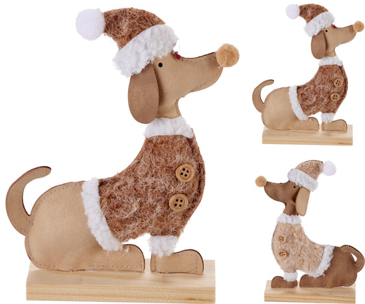 TECKEL NAVIDEÑO SENTADO CON BASE 20CM