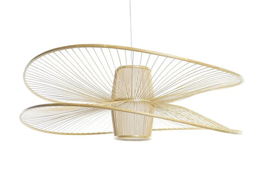 LAMPARA TECHO BAMBU POLIESTER 100X100X32 NATURAL
