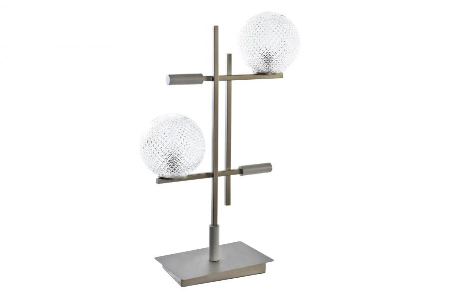 LAMPARA SOBREMESA METAL CRISTAL 38X16X63 2 BOLAS