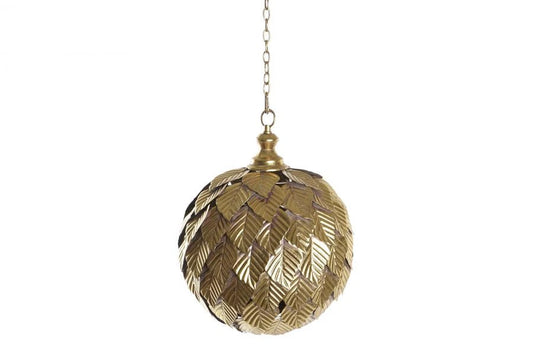 LAMPARA TECHO METAL 30X30X39 HOJAS DORADO