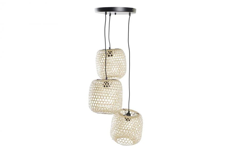 LAMPARA TECHO BAMBU 43X43X100 MARRON