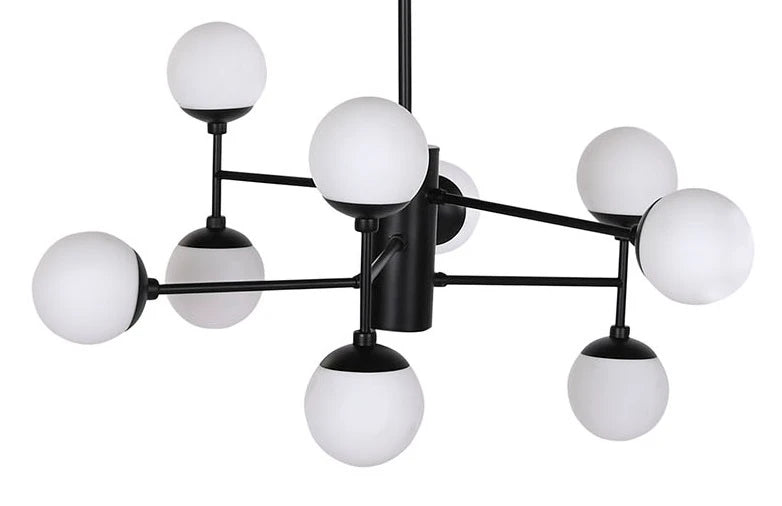 LAMPARA TECHO CRISTAL METAL 80X80X60 9 BOLAS NEGRO