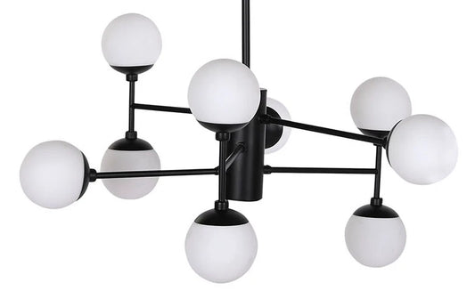 LAMPARA TECHO CRISTAL METAL 80X80X60 9 BOLAS NEGRO