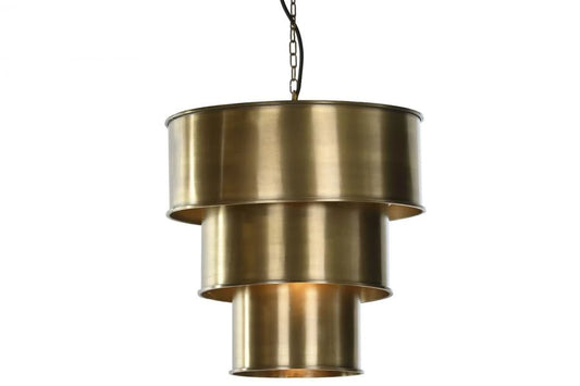LAMPARA TECHO HIERRO 42X42X41 TRIPLE DORADO