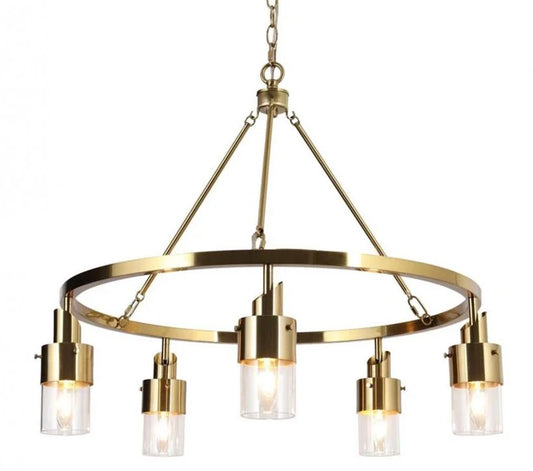 LAMPARA TECHO METAL CRISTAL 66X66X60 DORADO
