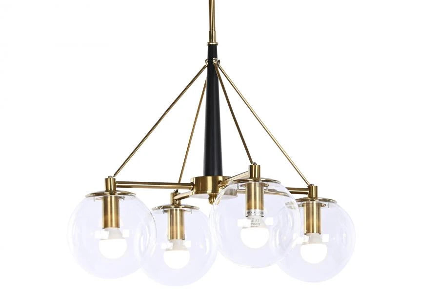 LAMPARA TECHO METAL CRISTAL 50X50X144 BOLAS DORADO