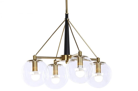 LAMPARA TECHO METAL CRISTAL 50X50X144 BOLAS DORADO