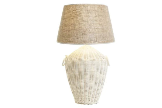LAMPARA SOBREMESA RATAN LINO 42X42X70 BLANCO