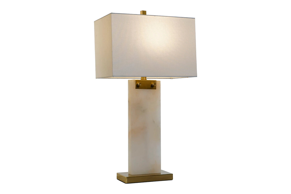 LAMPARA SOBREMESA MARMOL METAL 38X25X76 BLANCO