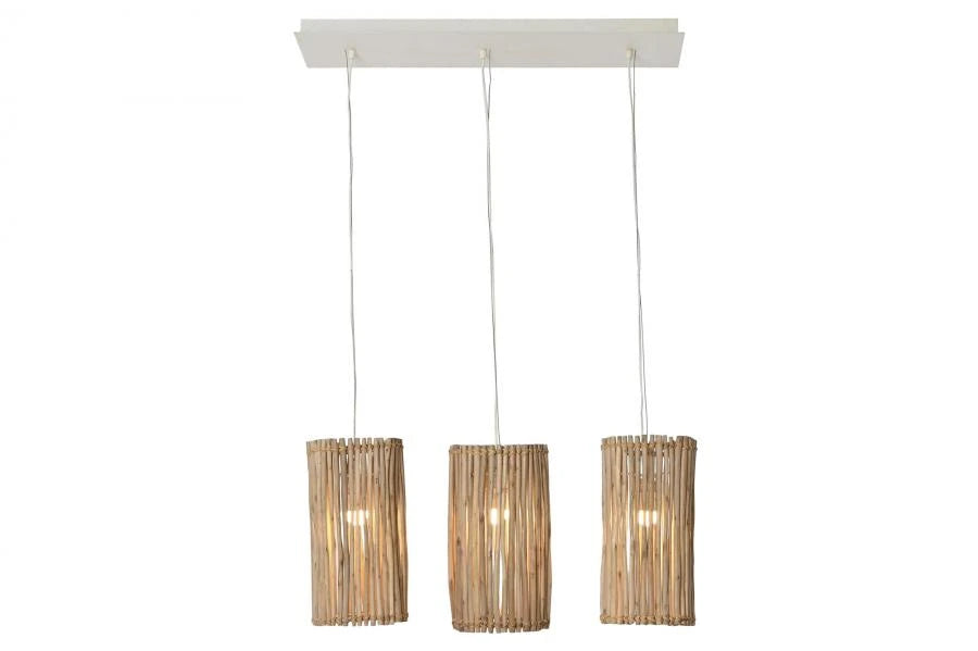 LAMPARA TECHO EUCALIPTO 20X20X40 TRONCOS BLANCO