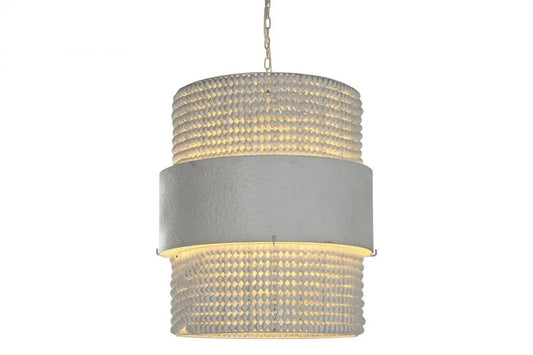 LAMPARA TECHO HIERRO MADERA 51X60X69 BLANCO