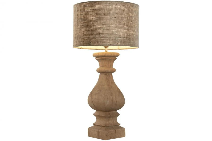 LAMPARA SOBREMESA MADERA YUTE 41X41X82 TALLADA