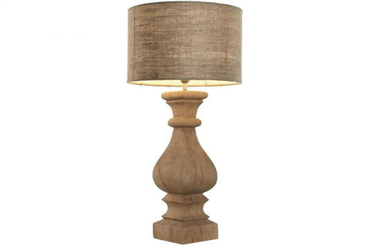 LAMPARA SOBREMESA MADERA YUTE 41X41X82 TALLADA