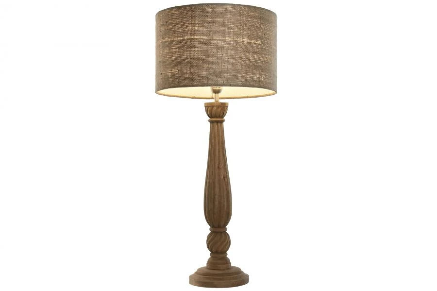 LAMPARA SOBREMESA MADERA YUTE 41X41X91 TALLADA