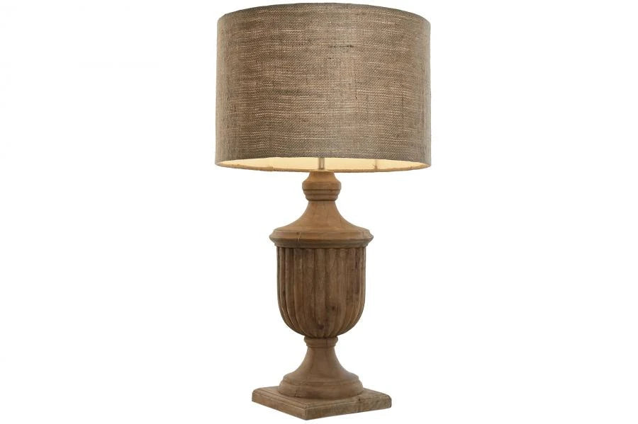 LAMPARA SOBREMESA MADERA YUTE 47X47X86 TALLADA
