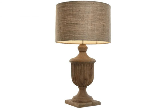 LAMPARA SOBREMESA MADERA YUTE 47X47X86 TALLADA