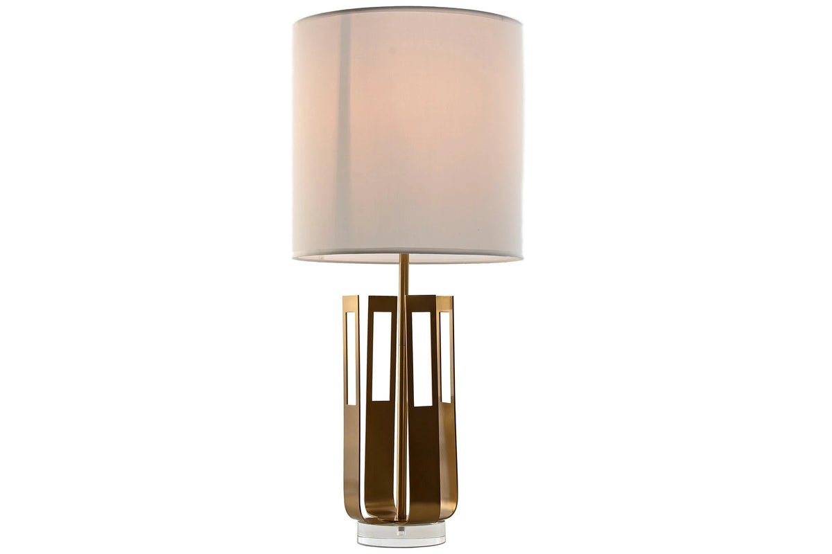 LAMPARA SOBREMESA HIERRO ACRILICO 35X35X78 DORADO