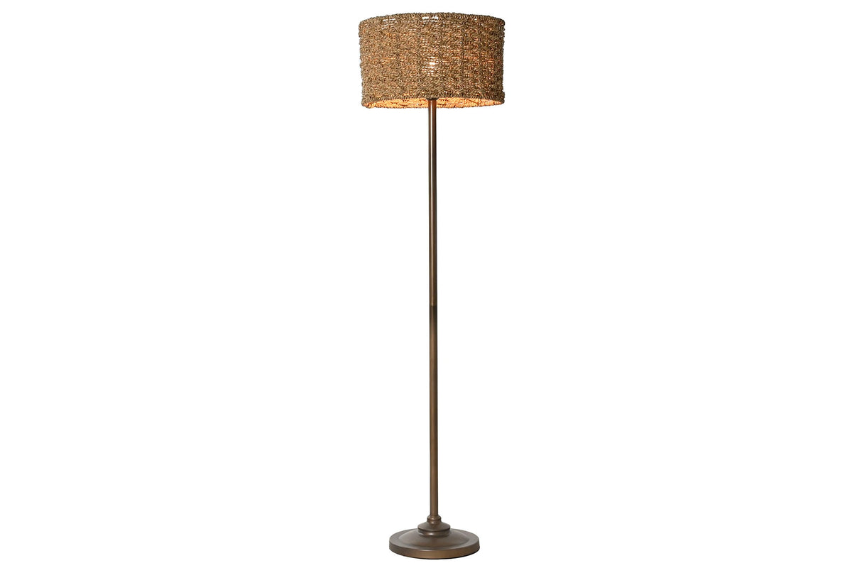LAMPARA PIE METAL FIBRA 41X41X156 MARRON
