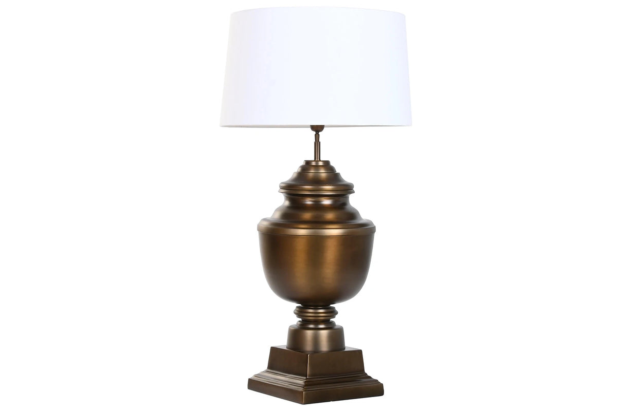 LAMPARA SOBREMESA ACERO PATINADO 60X60X103 BRONCE