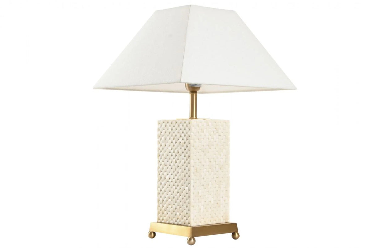 LAMPARA SOBREMESA LATON HUESO 14X36X57 DORADO