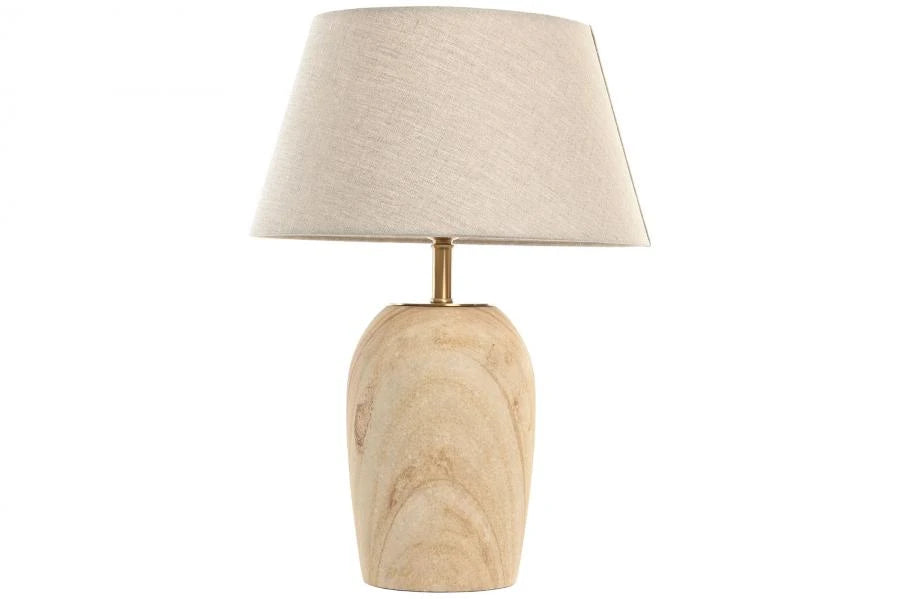 LAMPARA SOBREMESA LATON MADERA 25X36X52 NATURAL