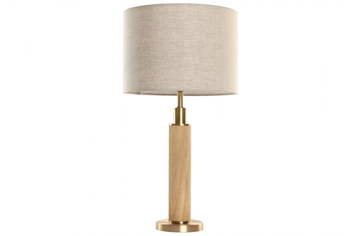 LAMPARA SOBREMESA LATON MARMOL 36X36X50 BEIGE