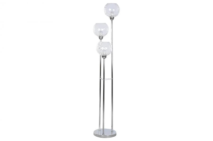 LAMPARA PIE HIERRO CRISTAL 30X30X172 3 BOLAS