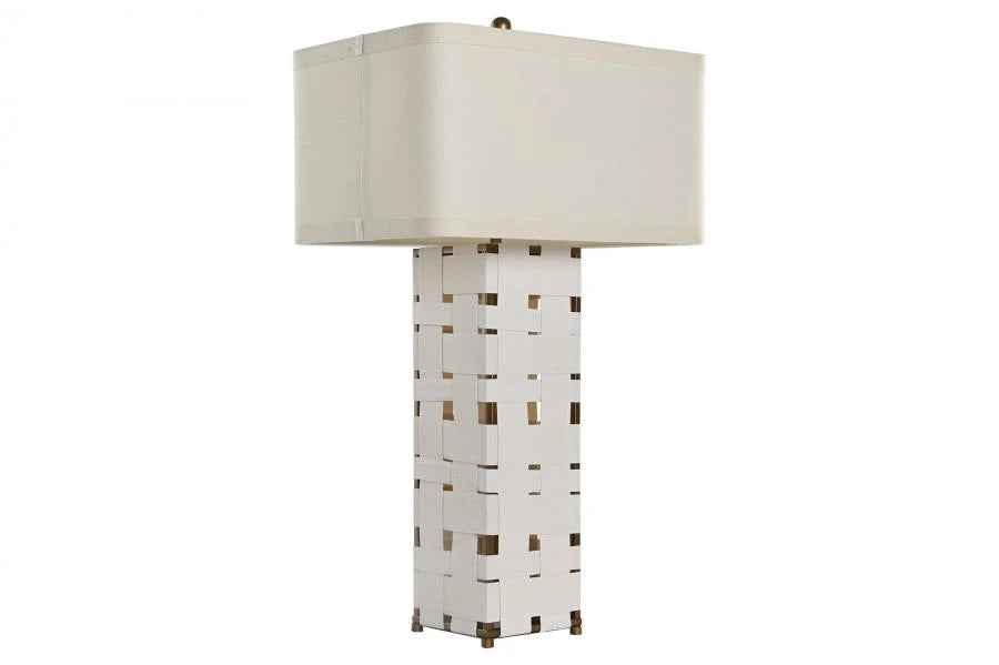 LAMPARA SOBREMESA CUERO LINO 48X33X83 TRENZADO