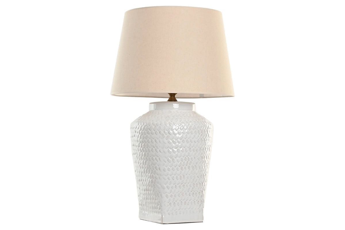 LAMPARA SOBREMESA PORCELANA LINO 45X45X75,5 BLANCO