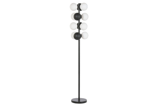 LAMPARA PIE METAL CRISTAL 28X28X155 BOLAS NEGRO