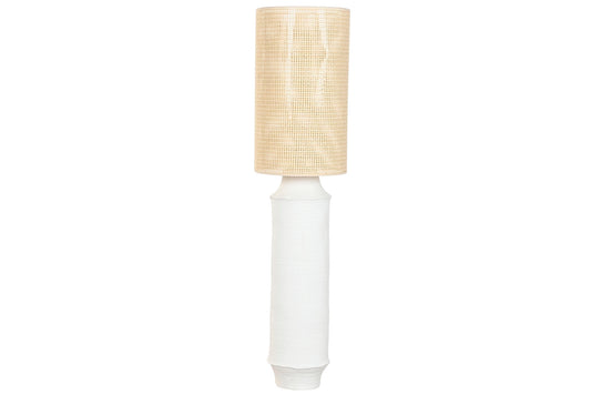 LAMPARA PIE CERAMICA RATAN 30X30X124 RUGOSO BLANCO