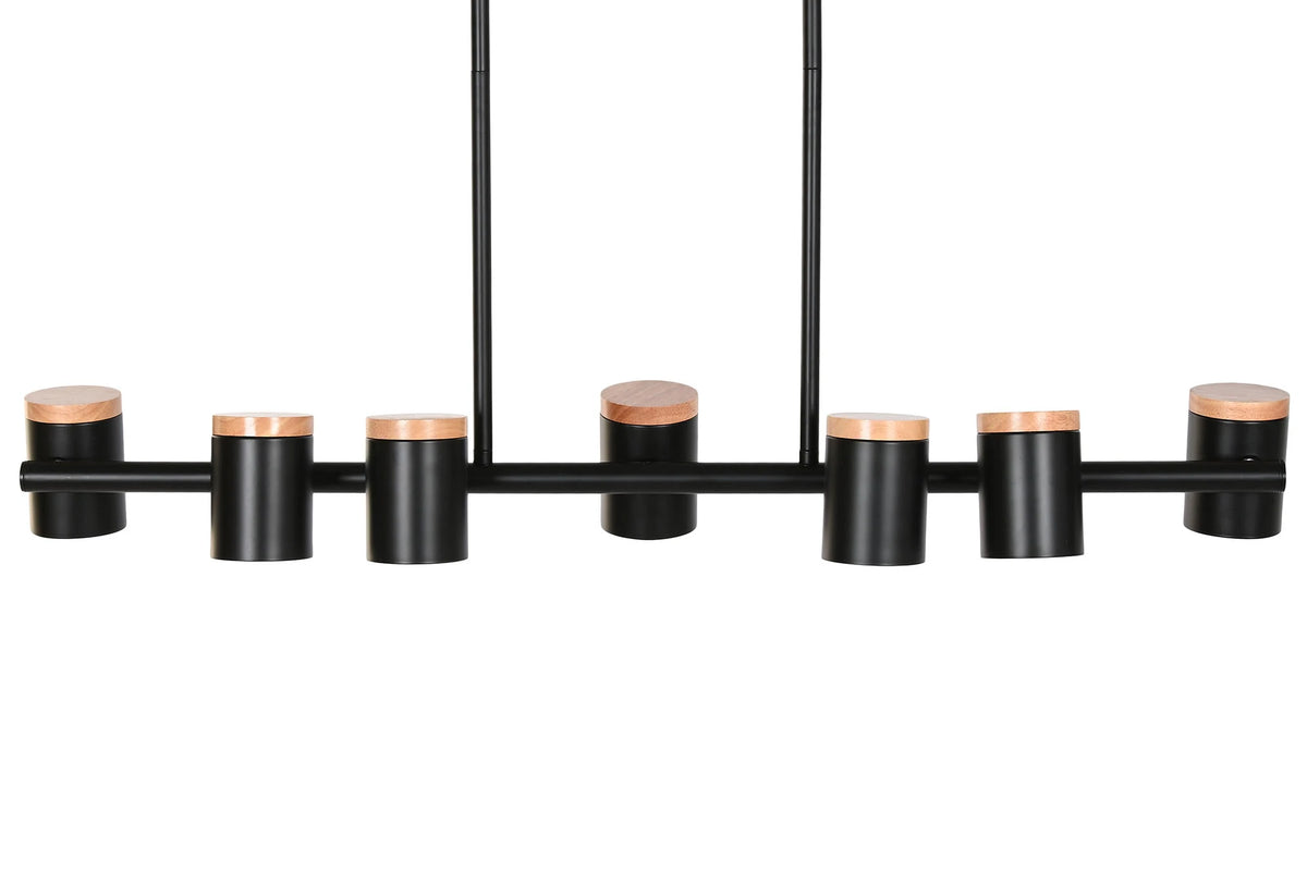 LAMPARA TECHO METAL MADERA 104X18X164 7 FOCOS
