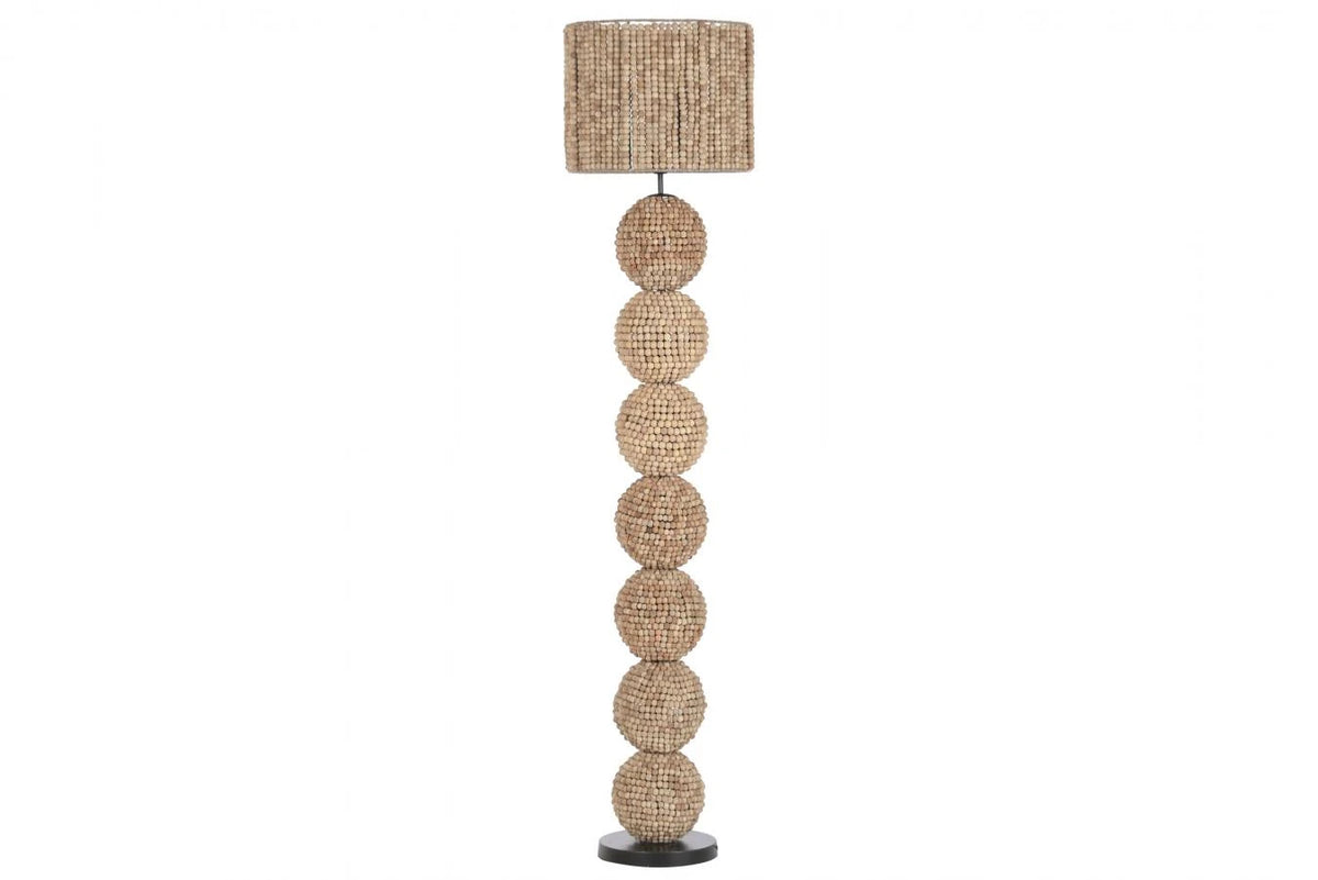 LAMPARA PIE MADERA METAL 38X38X173 MARRON