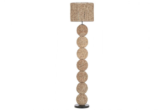 LAMPARA PIE MADERA METAL 38X38X173 MARRON
