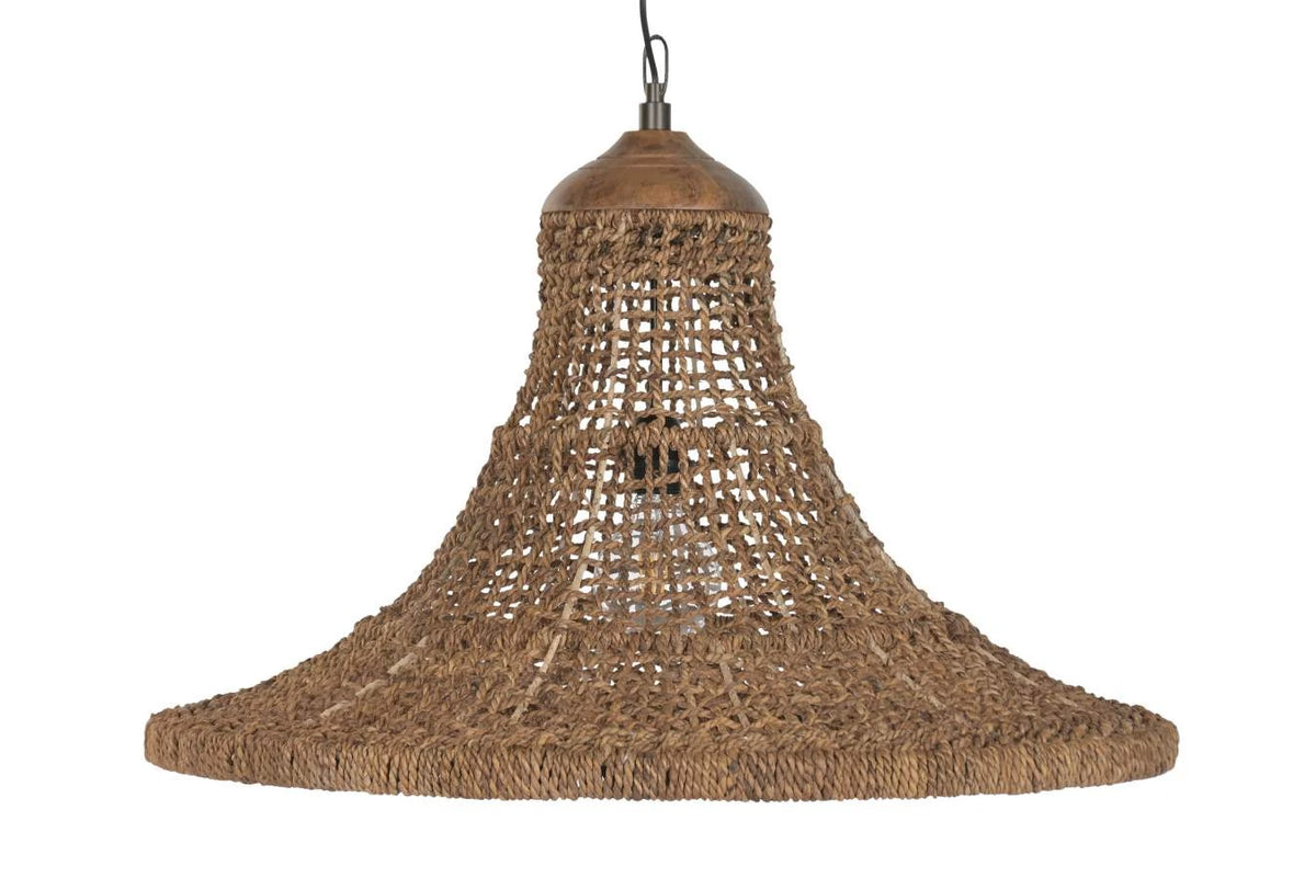 LAMPARA TECHO FIBRA 75X75X55 HECHO A MANO NATURAL