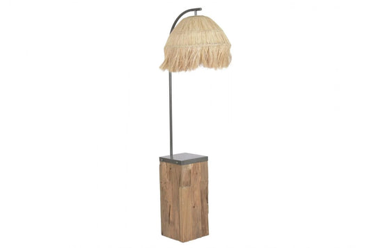 LAMPARA PIE TECA HIERRO 57X55X160 HECHO A MANO