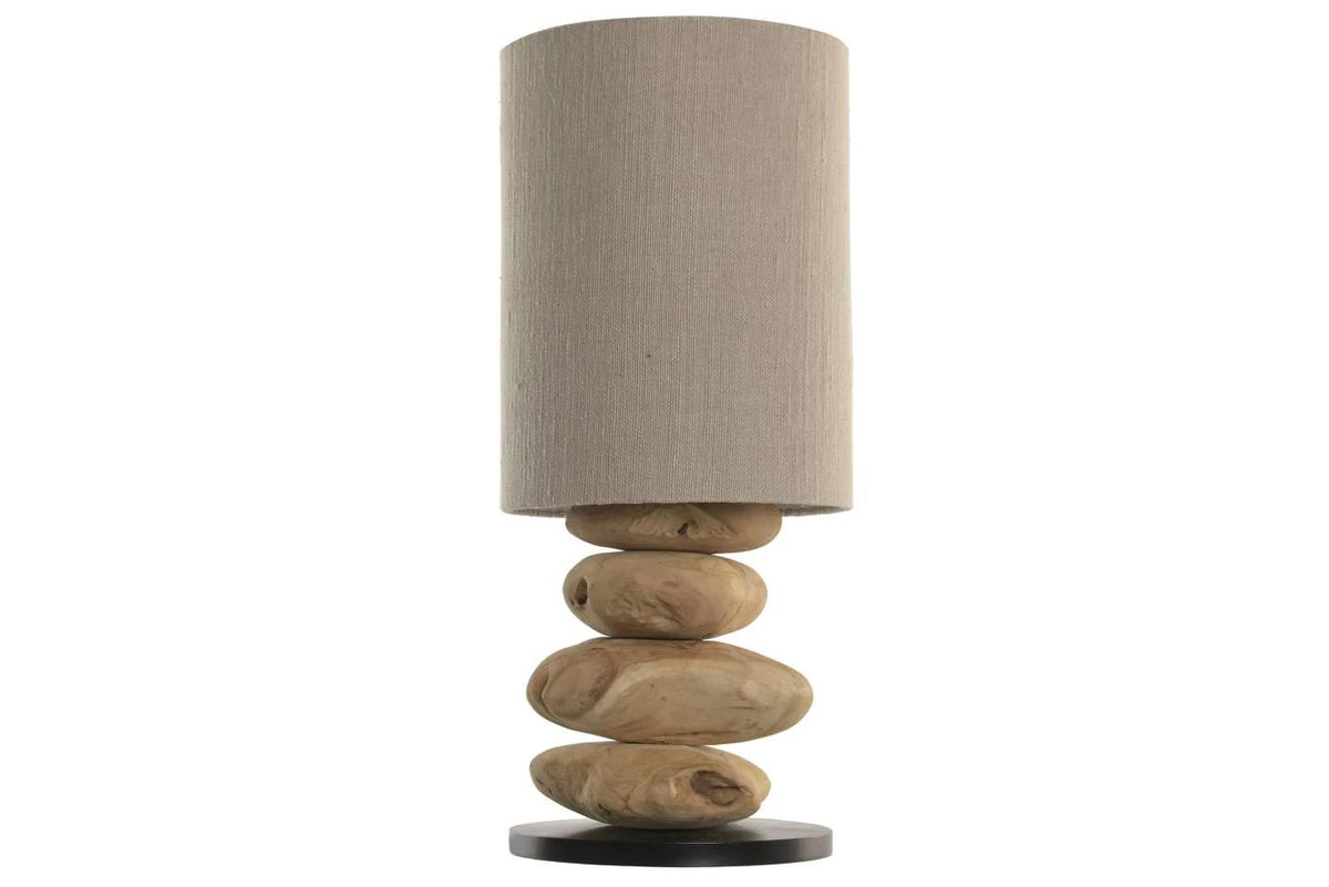 LAMPARA SOBREMESA TECA HIERRO 32X32X71