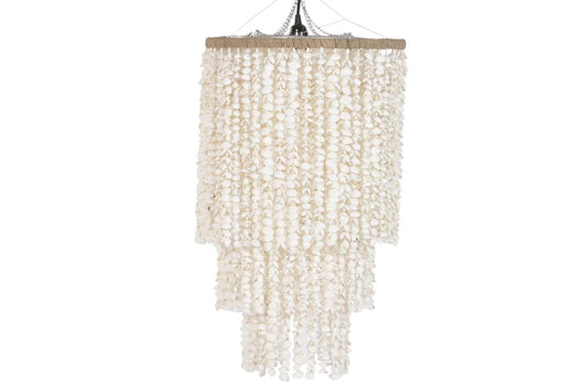 LAMPARA TECHO CONCHAS 40X40X70 HECHO A MANO BLANCO