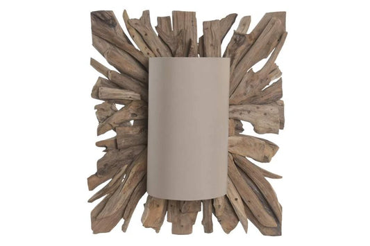 LAMPARA APLIQUE RAIZ DE TECA RECICLADA 60X25X71,5