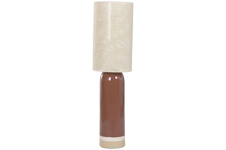 LAMPARA PIE CERAMICA FIBRA 30X30X112 BICOLOR