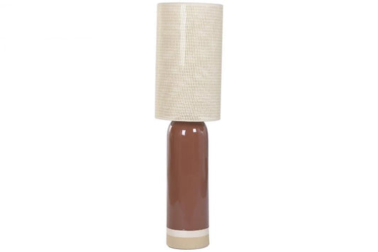 LAMPARA PIE CERAMICA FIBRA 30X30X112 BICOLOR