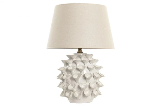 LAMPARA SOBREMESA PORCELANA LINO 40X40X56 BLANCO