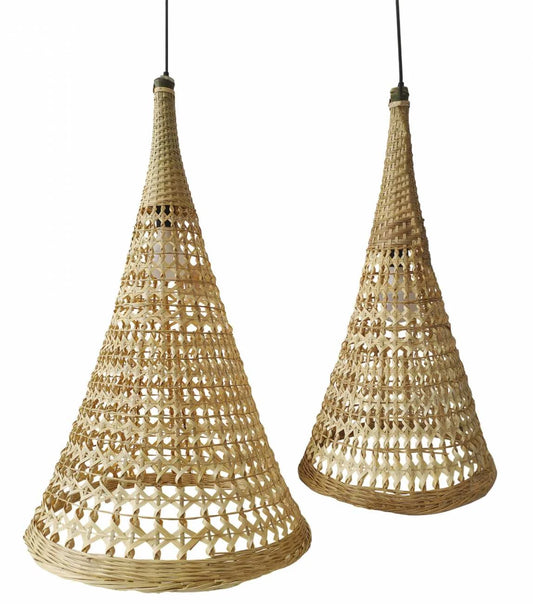 LAMPARA TECHO SET 2 BAMBU 50X50X95 NATURAL MARRON