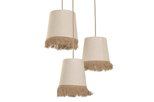 LAMPARA TECHO FIBRA 40X40X35 TRIPLE CRUDO
