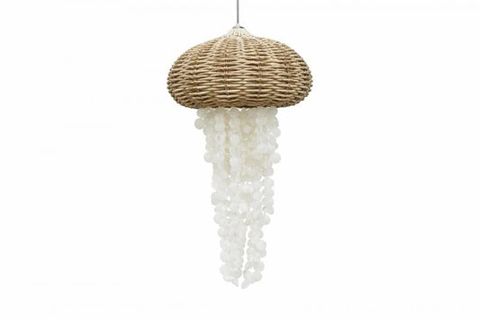 LAMPARA TECHO RATAN CONCHAS 51X51X95 MEDUSA